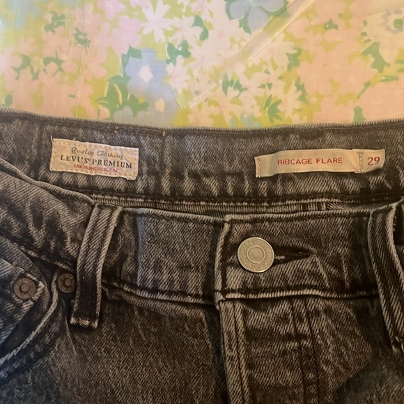Levis Premium | Ribcage Flare Jean Gray Washed Black Size 29/8 70s High Rise - Picture 9 of 16